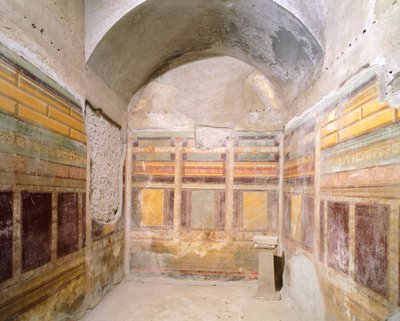 Hvelv dekorert med fresker i andre pompeianske stil, House of Silver Wedding, Pompeii, Campania, romersk sivilisasjon av Roman Roman
