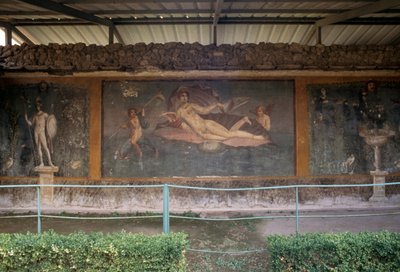 Venus i skall, freskomaleri fra peristylium i House of Venus in Shell, Pompeii (UNESCOs verdensarvliste av Roman Roman
