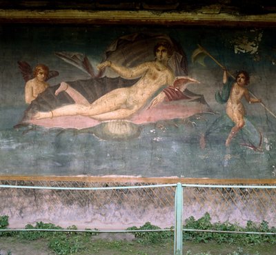 Venus hviler i skallet. House of Venus, Pompei, Italia. Fresco. av Roman Roman