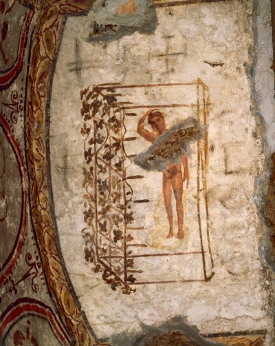 Ungdom, espalier og vinstokker, 3.-5. århundre e.Kr. (fresco) av Roman Roman