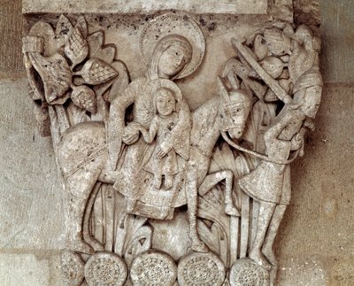 Flukten til Egypt (utskåret hovedstad) av Romanesque