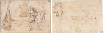 Romulus og Remus funnet av Faustulus (til høyre) konsentriske sirkler (verso) av Romanino