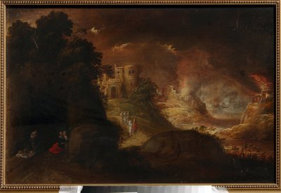 Sodoma og Gomorra. Maleri av Rombout van Troyen (cirka 1605-cirka 1650), olje på lerret. nederlandsk kunst av Rombout van Troyen
