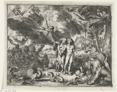 Adam og Eva i paradis av Romeyn de Hooghe