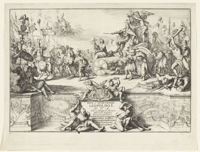 Allegori om seirene til Leopold I Divo et invictissimo Leopoldo I (tittel på objekt) Leopold I:s inntreden i Brussel etter å ha beseiret tyrkerne, 1686 (serietittel) av Romeyn de Hooghe