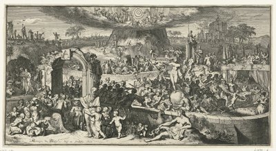 Allegorisk representasjon med Tabula Cebetis av Romeyn de Hooghe