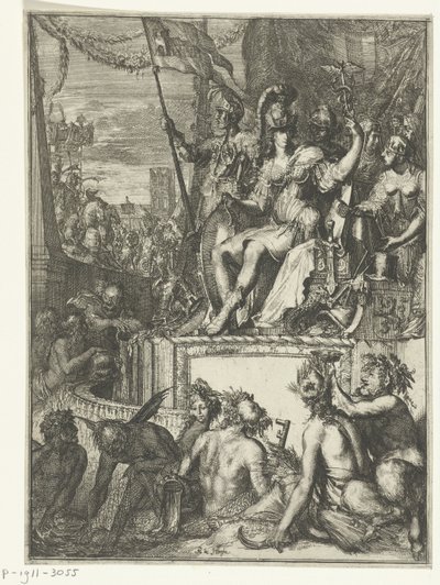 Allegorisk fremstilling av (sjø)handel Samling av historiske og allegoriske trykk. 11 stykker av Romeyn de Hooghe