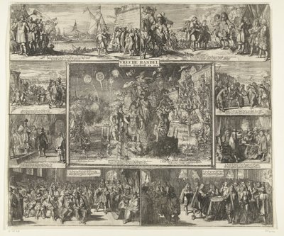 The Peace of Westminster, 1674 Fredshandel mellom England og oss (tittel på objekt) av Romeyn de Hooghe