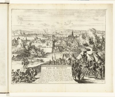 Erobringen av Maastricht av hertugen av Parma, 1579 Prize de Mastricht (tittel på objekt) Guerres de Flandres (serietittel) av Romeyn de Hooghe