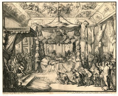 Dronning Mary II Stuart på dødsleiet, 1695 The Death and Burial of Mary II Stuart, Queen of England, 1695 (serietittel) av Romeyn de Hooghe