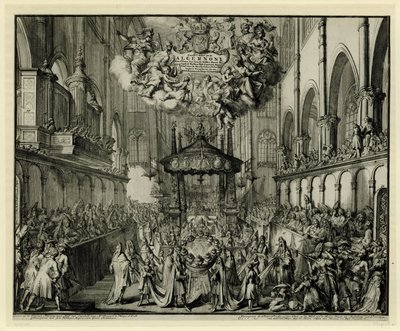Choir of Westminster Abbey med dronningens begravelsesseremoni, 1695 In