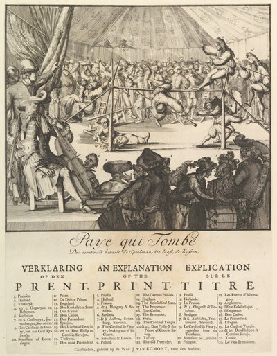 Pays qui Tombe: Hvem som faller først, Playman, who lasts, betaler kostnaden The Fall of the ....n.d. av Romeyn de Hooghe