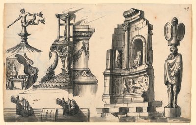 Arkitektoniske detaljer i klassisk og pseudo-klassisk stil av Romolo Achille Liverani