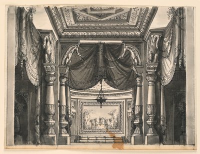 Scenedesign, interiør i Oriental Palace av Romolo Achille Liverani