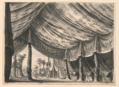 Scenedesign, Tent of Genghis Khan, for balletten "Genghis Khan" av Luigi Henry av Romolo Achille Liverani