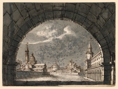 Scenedesign for operaen "La Straniera" av Romolo Achille Liverani