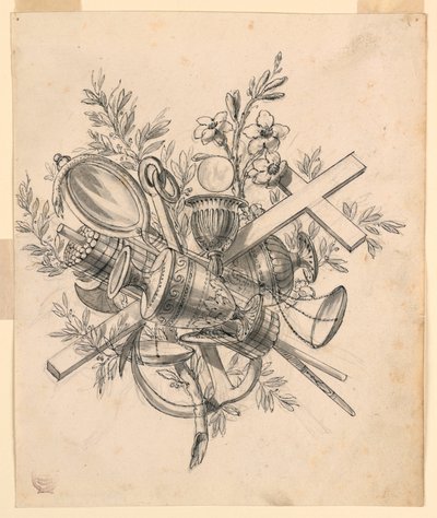 Trofé med symboler for dydene av Romolo Achille Liverani