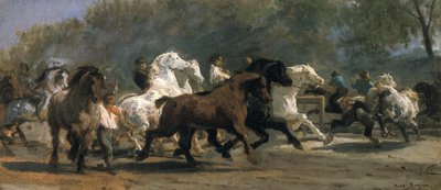 Studie for Hestemarkedet, 1852-54 av Rosa Bonheur
