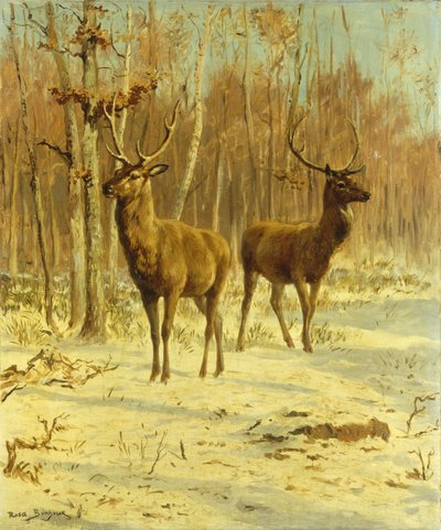 To hjorter i en lysning om vinteren av Rosa Bonheur