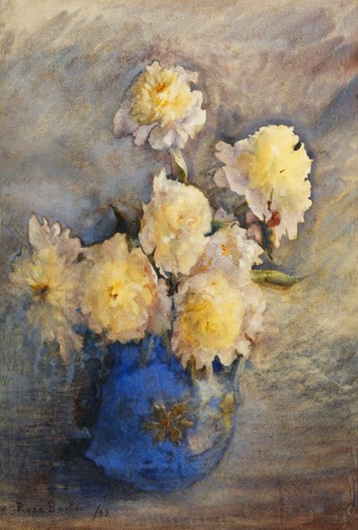Peoner i en blå vase, 1899 av Rose Maynard Barton
