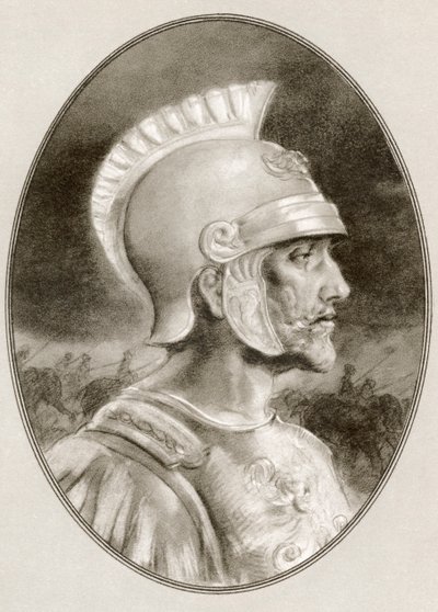 Ashoka, død 232 f.Kr., alias Ashoka den store. Indisk keiser av Maurya-dynastiet. Illustrasjon av Gordon Ross, amerikansk kunstner og illustratør (1873-1946), fra Living Biographies of Famous Rulers. av Ross Gordon