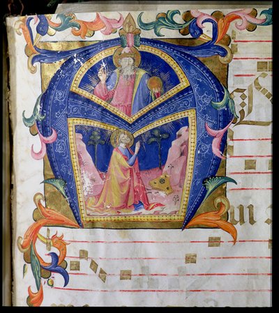 Corale / Graduale nr.5 Historikert initial "A" som viser kong David og Gud Faderen av Rossello Franchi
