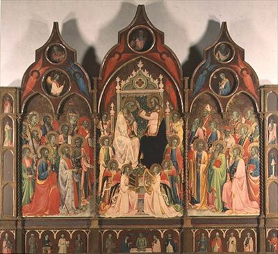 The Coronation of the Virgin (tempera på panel) av Rossello di Jacopo Franchi