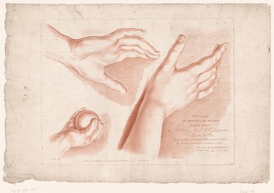 Tittelbilde med tre hender Prinsipper for å tegne fra naturen, del åtte (serietittel) VIIIe Cahier de Principes du Design d