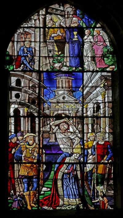 Vindu som viser henrettelsen av St Denis, 1530-40 av Rouen School