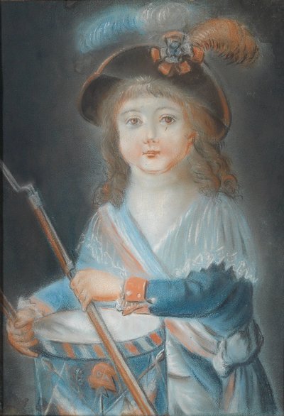 Portrett av en gutt som en tromme i den franske revolusjonen av Rougemont
