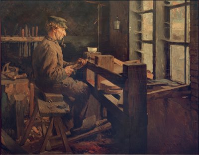 Nederlandsk tredreier på jobb (Blokje-Maker) av Rudolf Gudden