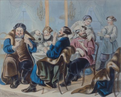 Te og sukker. Tedrikking i en taverna, første kvartal av 1800-tallet av Rudolf Kasimirovich Zhukovsky