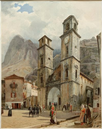 Katedralplassen i Cattaro av Rudolf von Alt