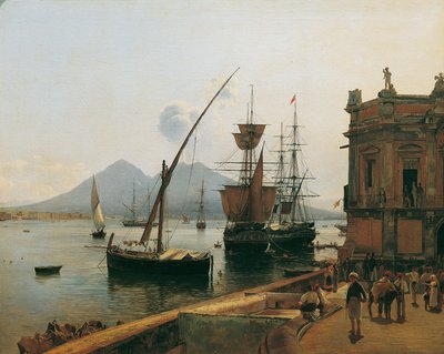 Havnen i Napoli med Vesuv av Rudolf von Alt