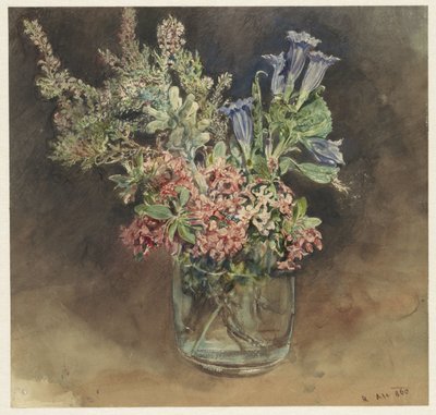 Glass med alpine blomster av Rudolf von Alt