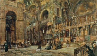 Innvendig utsikt over Markuskirken i Venezia av Rudolf von Alt