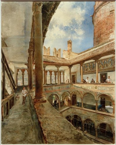 Innenhof des Buonconsiglio slott i Trient av Rudolf von Alt