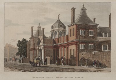 Utsikt over British Museum, Holborn med et gatebilde, ca. 1810 av Rudolph Ackermann
