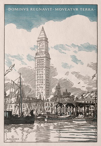 Custom House Tower fra vannkanten av Rudolph Ruzicka