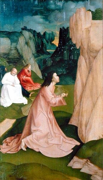 The Agony in the Garden, fra Passion-serien (tempera på panel) av Rueland the Younger Frueauf