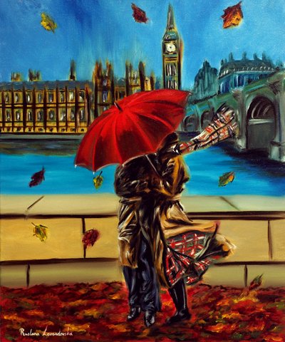 London Embrace, 2025 (olje på lerret) av Ruslana Levandovska
