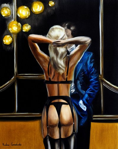 Midnattsromanse, 2025 (olje på lerret) av Ruslana Levandovska