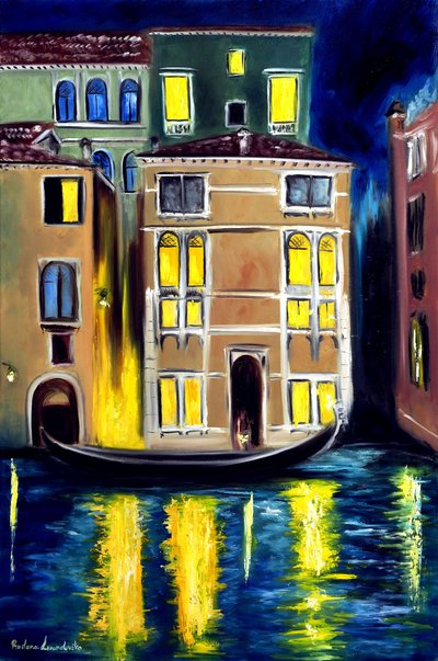 Natt i Venezia Italia, 2023 (olje på lerret) av Ruslana Levandovska