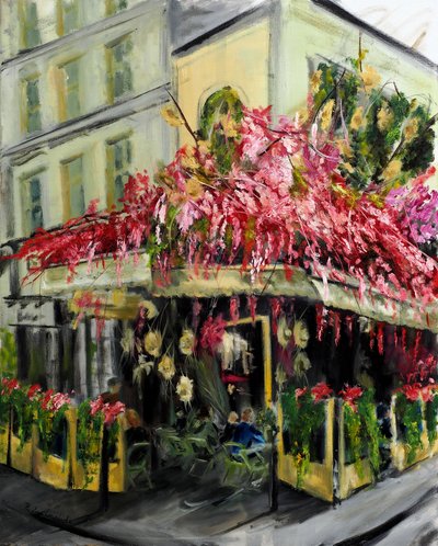 Paris Cafe - Maison Sauvage, 2021 (olje på lerret) av Ruslana Levandovska