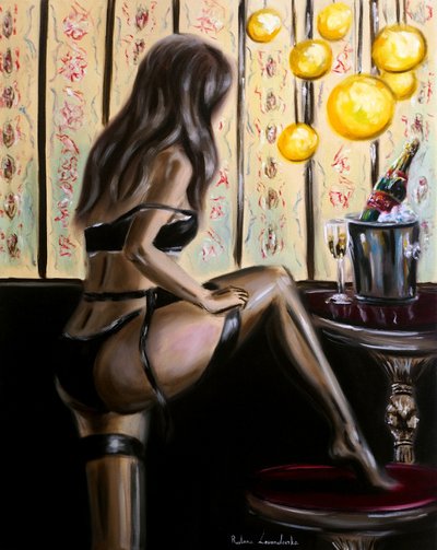 Eleganseritualet, 2025 (olje på lerret) av Ruslana Levandovska