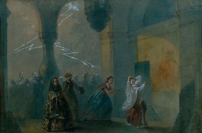 Scenedesign for stykket Stormen av A. Ostrovsky, midten av 1800-tallet. av Russian Master