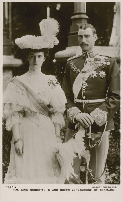 Kong Christian X og dronning Alexandrine av Danmark (s/hvitt bilde) av Russian Photographer