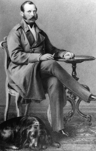 Portrett av keiser Alexander II av Russland (Alexandre II, Alexandre Nikolaievitch Romanov, Alexander II Nikolaevich) (1818-1881) av Russian Photographer