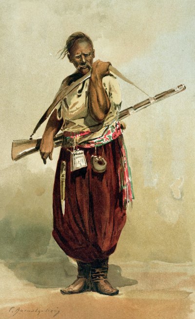 Zaporogue Cossack fra 1600-tallet, sent på 1800-tallet av Russian School