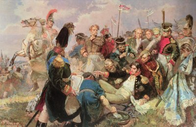 Slaget ved Borodino, 7. september 1812 (wc på papir) av Russian School